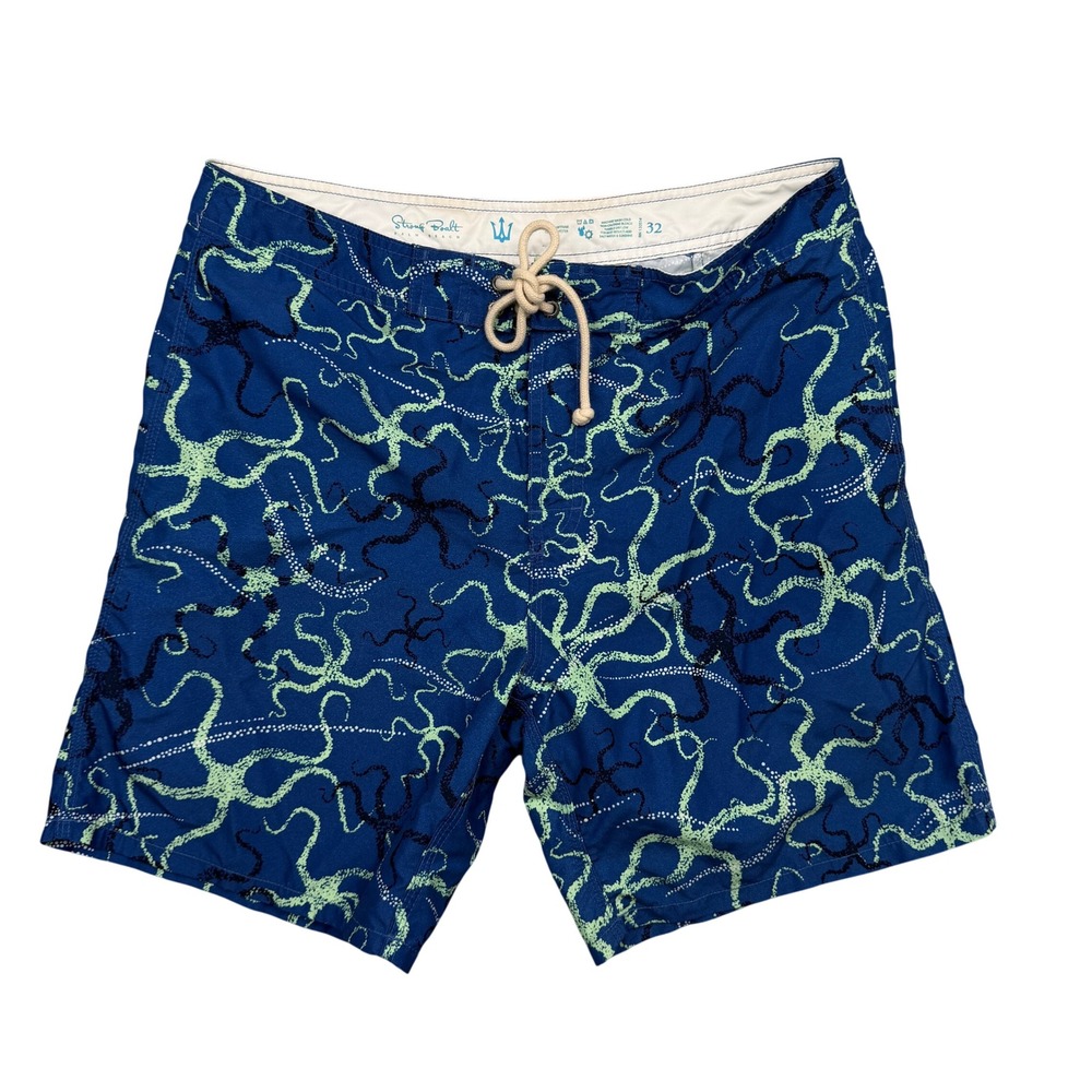 Strong Boalt Palm Beach Board Shorts Mens 32 Blue Octopus Print Swim Trunks EUC